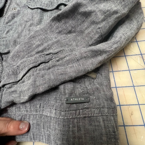 ATHLETA Navy Linen Cropped Jacket Heather gray S - Picture 3 of 6
